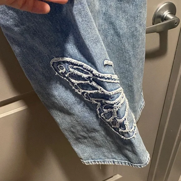 PacSun Butterfly Embroidered High Rise Straight Leg Jeans 27 Y2K - Picture 6 of 13